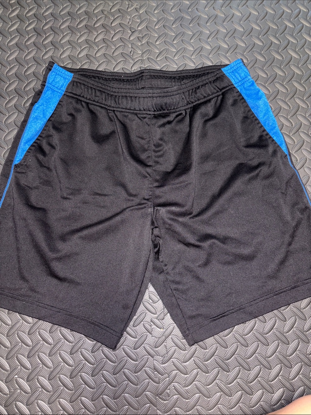 Men's Black Athletic Shorts with Blue Side Panels